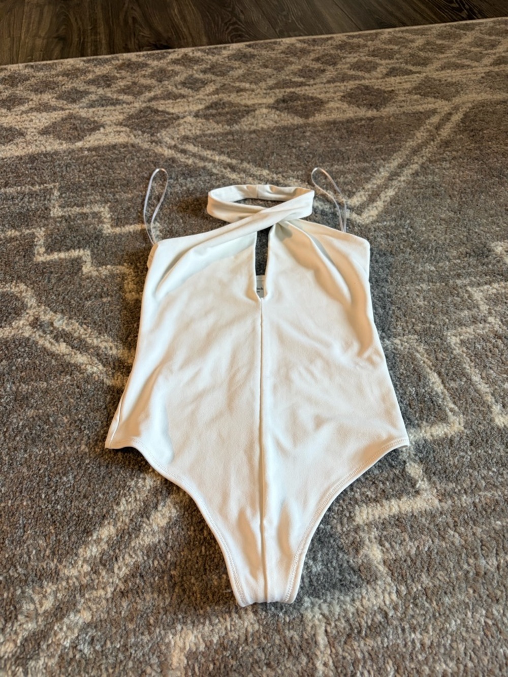 Abercrombie & Fitch White Halter Bodysuit with Choker Neck
